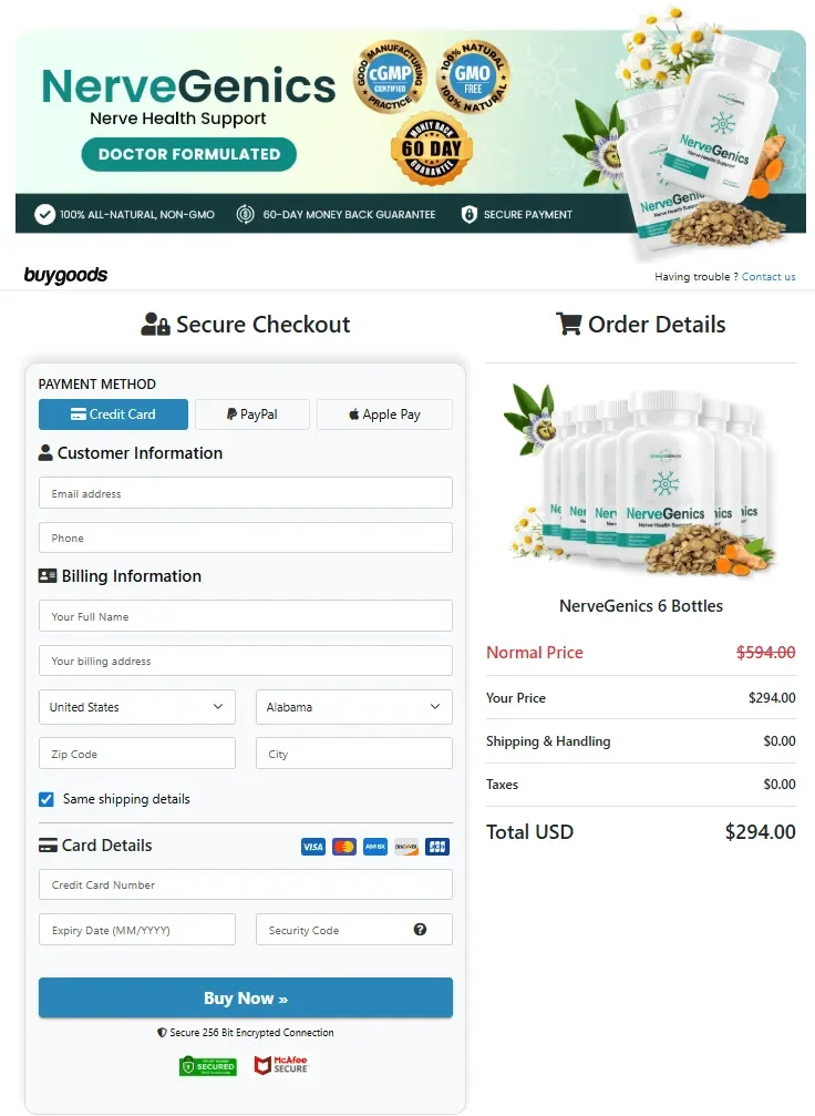 NerveGenics order form